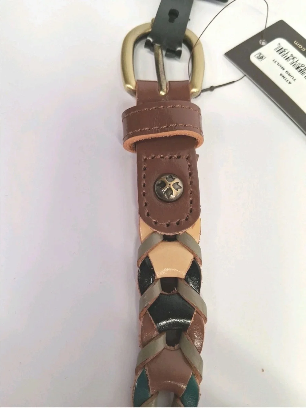 NWT! Patricia Nash Atina Turquoise Multi Color Woven Leather Belt - Size S (41”)